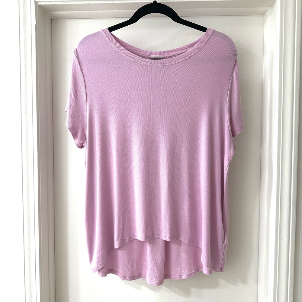 Athleta Light Pink Soft Ribbed Short Sleeve Oversized Tee, Size M